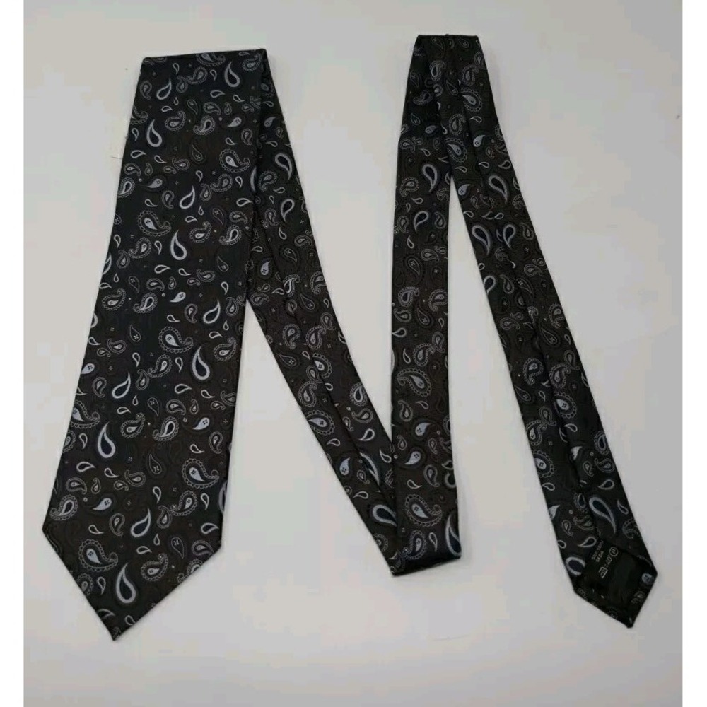 Ermenegildo Zegna Mens Brown Black Gray Paisley Silk Tie Italy 108ZRQ74